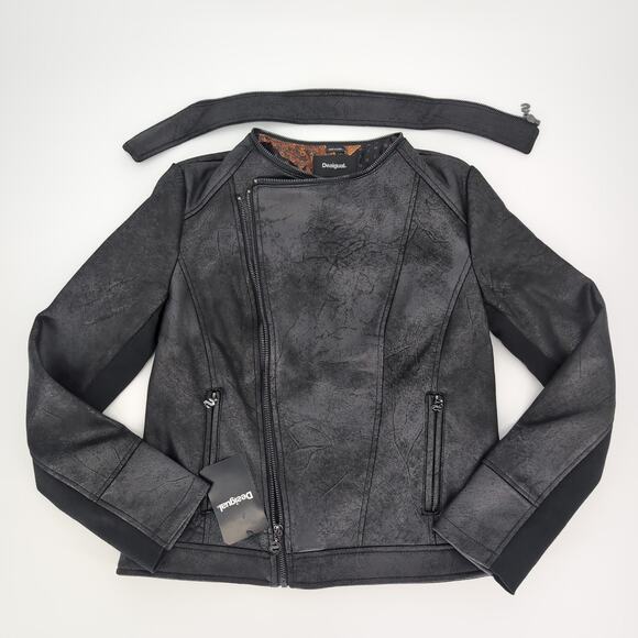 Desigual Millet Women's Black Front Zipper Motorcycle Jacket - US Size 6 - NWT - Picture 6 of 16